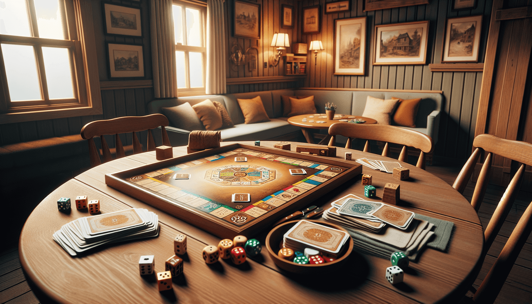 Board game setup in cozy room