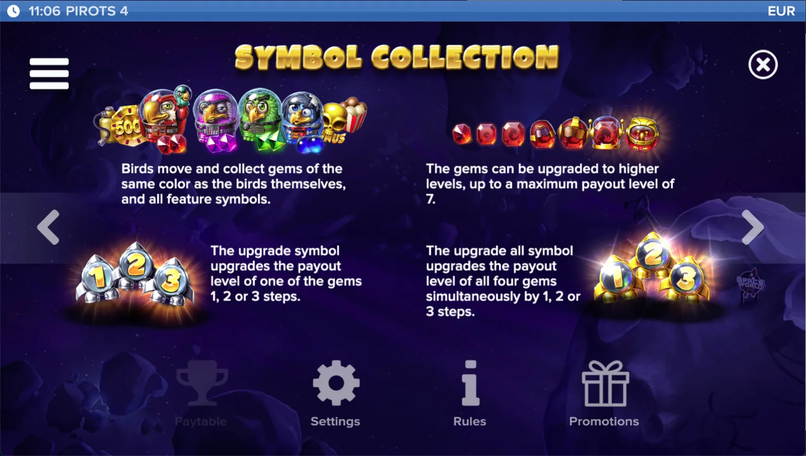 Pirots 4 Lost in Space pay table 2