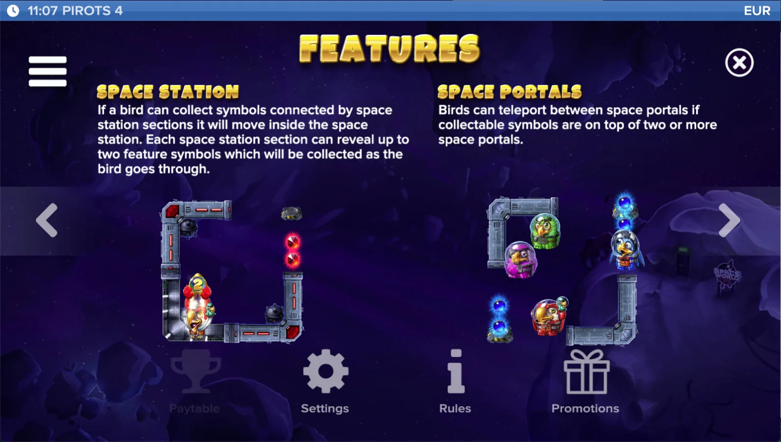 Pirots 4 Lost in Space pay table 6
