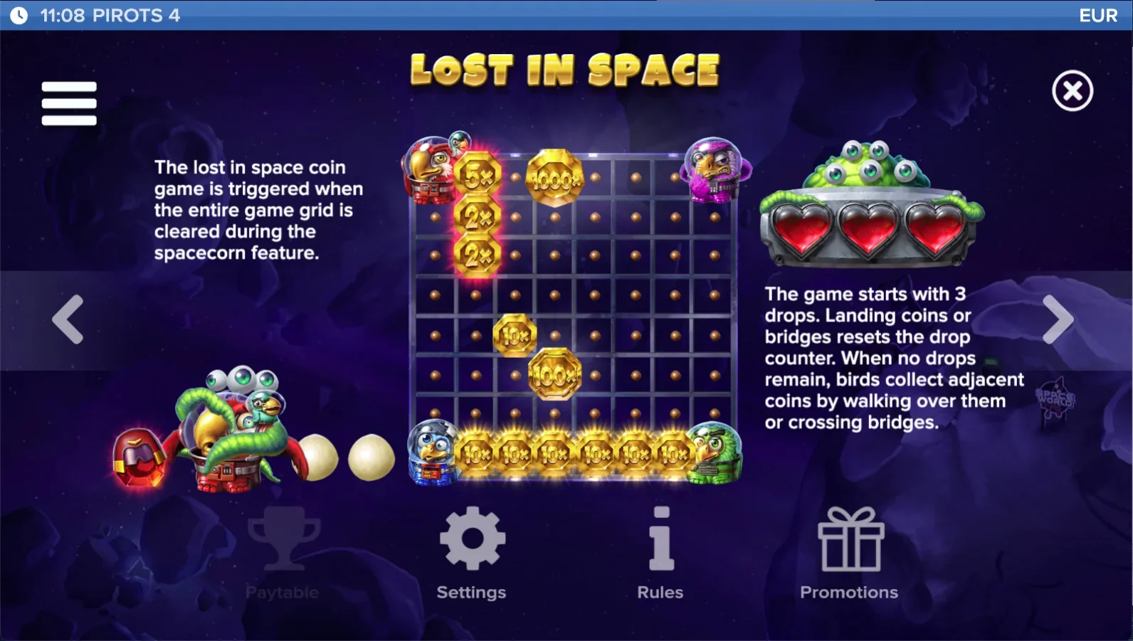 Pirots 4 Lost in Space pay table 7